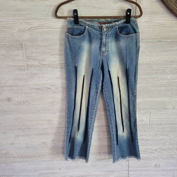 Vintage Y2k YMI Raw Hem Jeans Womens SZ 5 Cropped 2000 Low Rise - Picture 1 of 7
